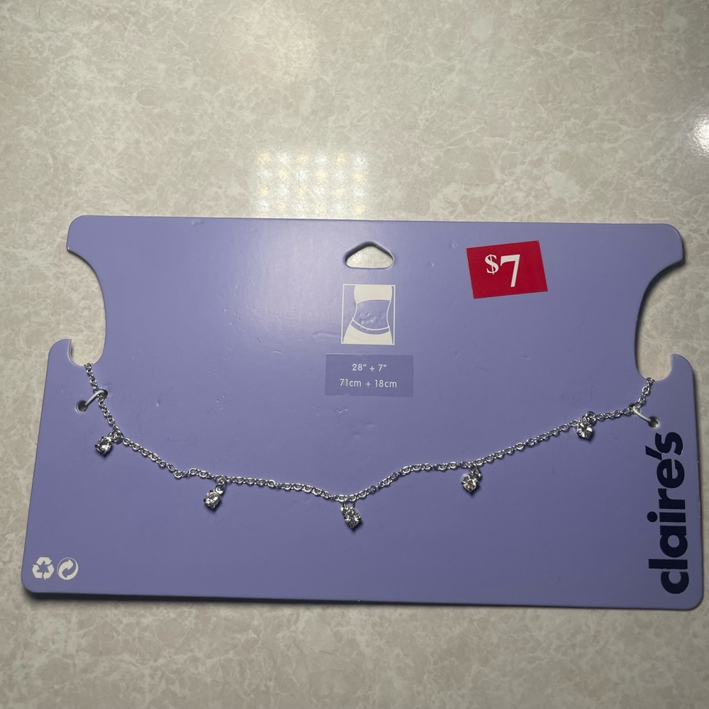 Claire’s silver stud waist chain
